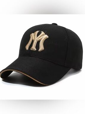 Black Baseball Cap with Gold Embroidered Logo - Accessoryr